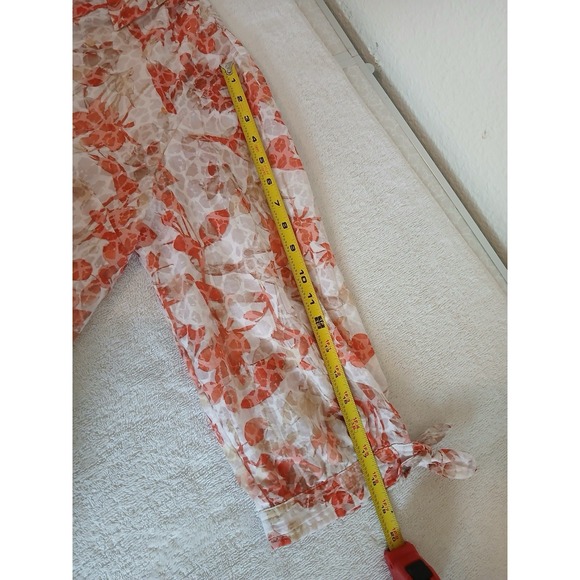 JM COLLECTION Women's Blouse Shirt 3/4 Sleeve Button 16 Orange Floral Sequin - Picture 14 of 16